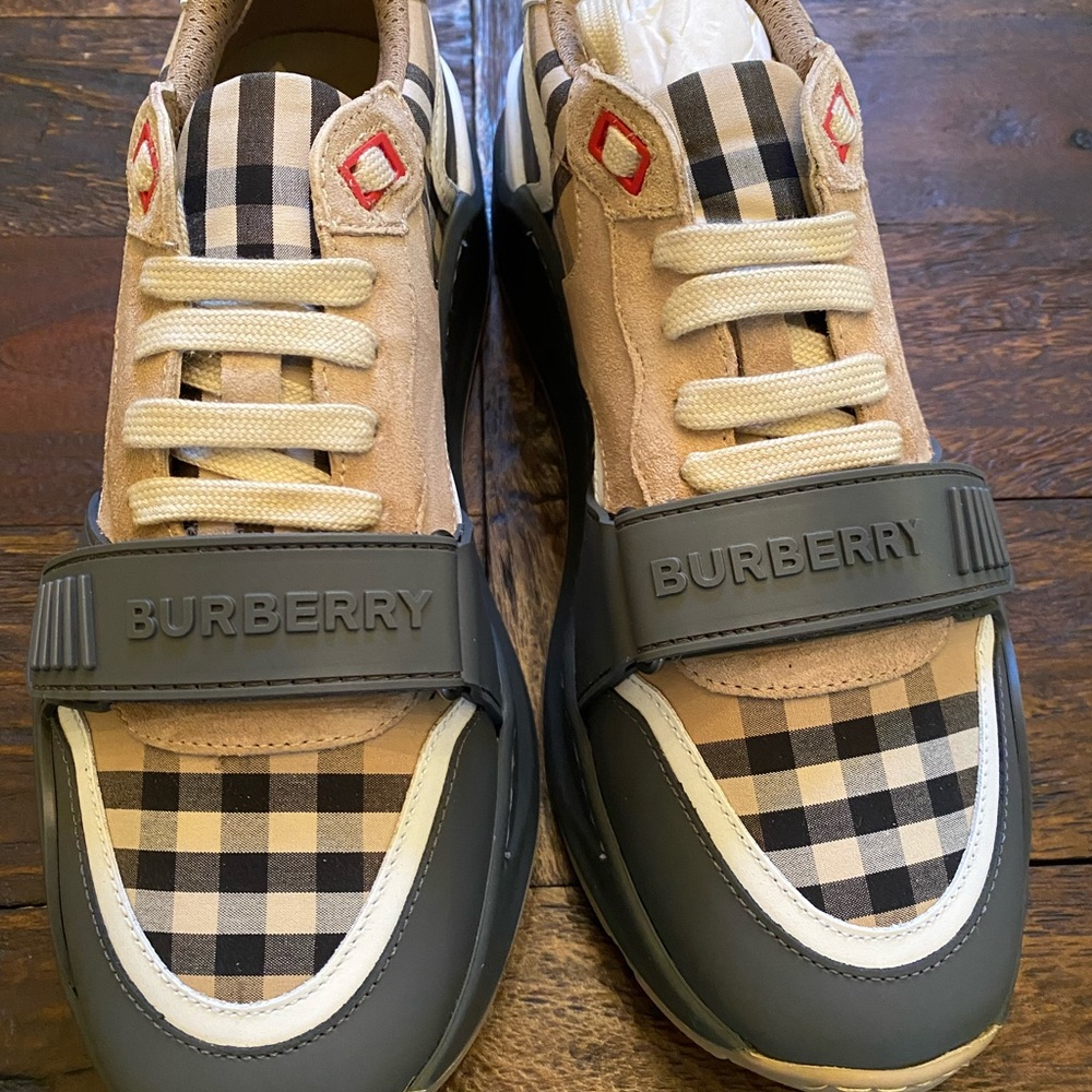NWT BURBERRY MENS CHECK TRAINER MADE IN ITALY SIZE 8 EUR 41 WITH DUST BAG - Picture 5 of 7
